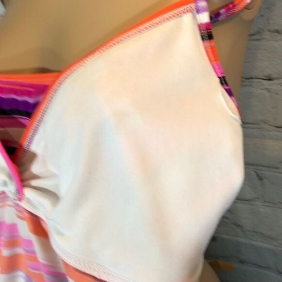 Catalina Pink Purple Striped Plunge Tankini XL - Picture 14 of 16